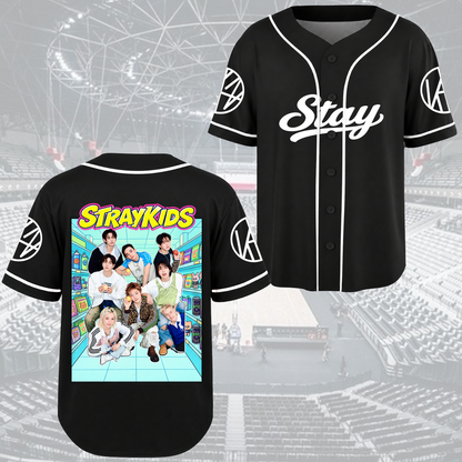 Stray Kids Run It World Tour Baseball-Trikot Edgy Streetwear Geschenk für Fans