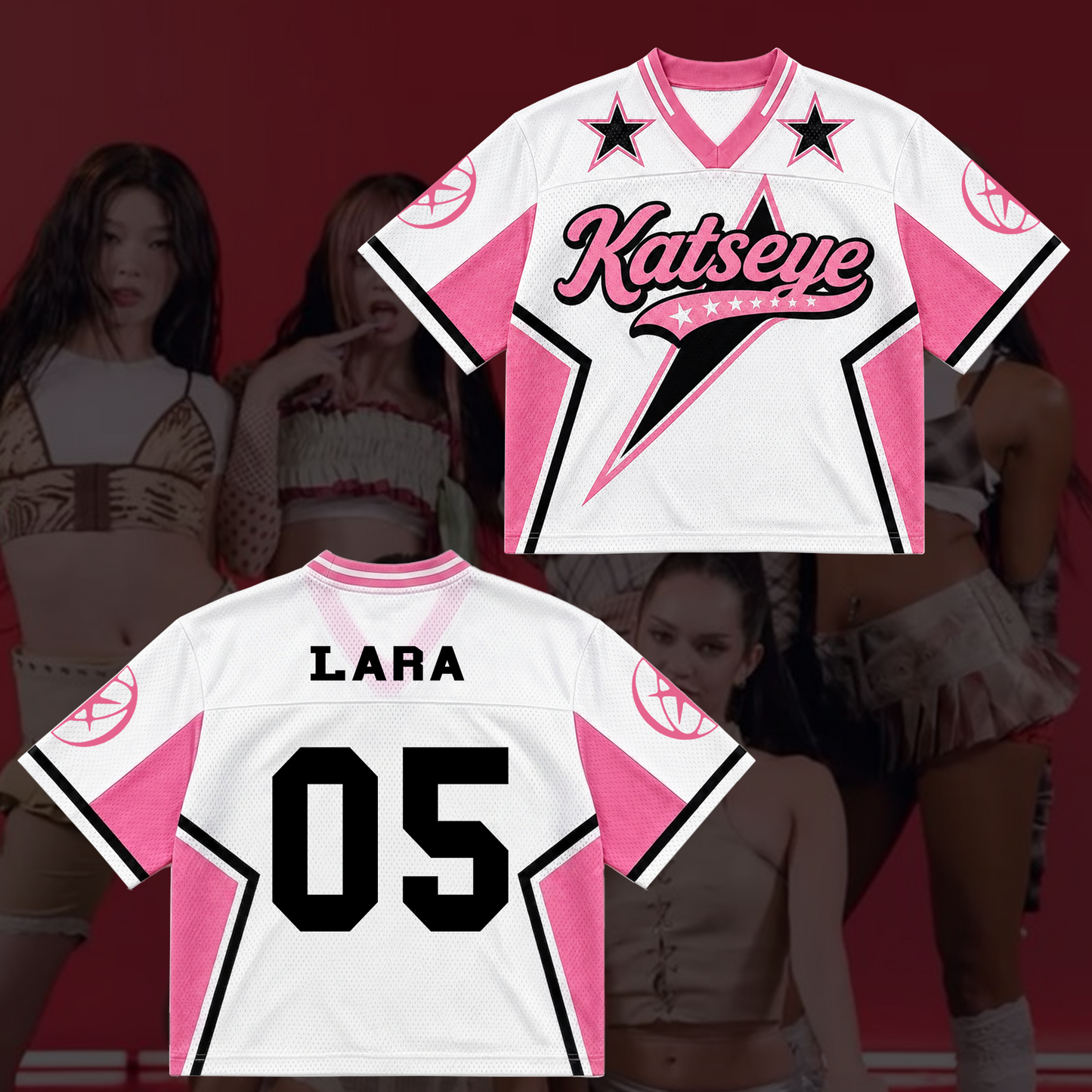 Sporty Chic Katseye Mixed Mesh Jersey Concert Outfit Gift For Eyekons