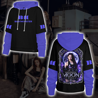 Dreamy Choom Tour Babymonster Moon Dark Aesthetic Shortstop Hoodie Halloween Gift for Fans