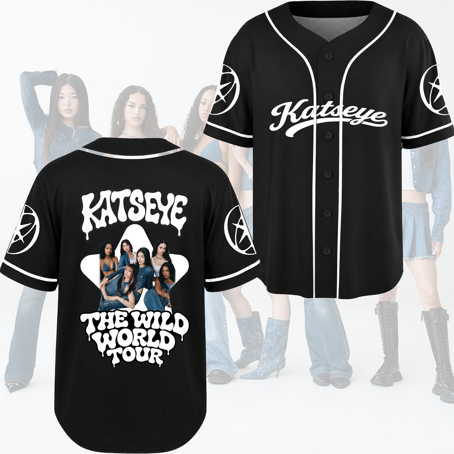 KATSEYE  The Wild World Tour Baseball Jersey Aesthetic Star Fan Edition
