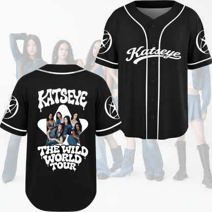 KATSEYE  The Wild World Tour Baseball Jersey Aesthetic Star Fan Edition