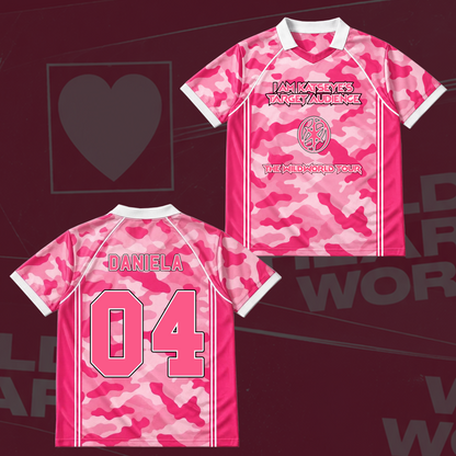 Katseye The Wildworld Tour Pink Camo Winged Neck Baseball Shirt Gift for Fans