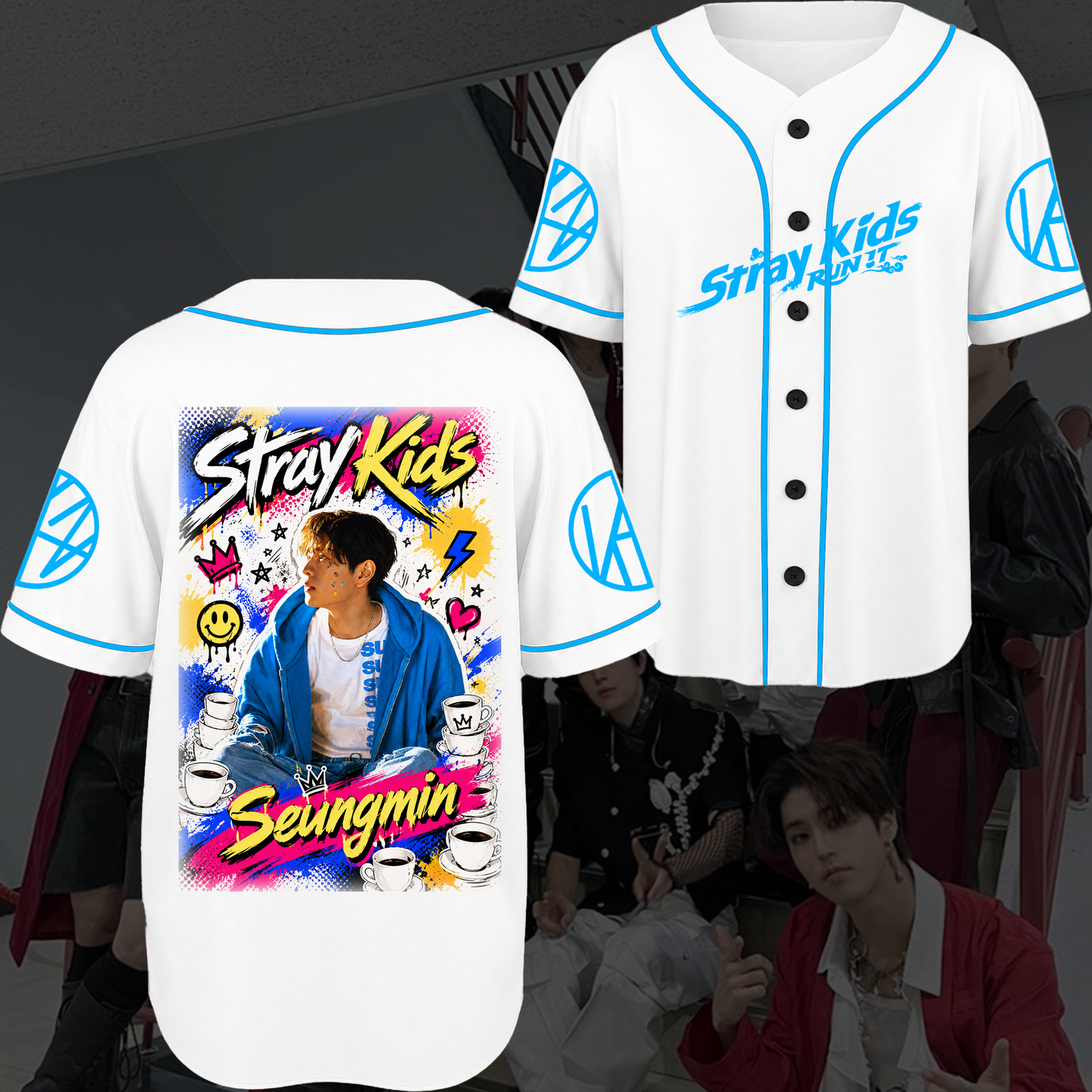 Stray Kids Colorful Baseball Jersey Edgy Pop Punk Concert Outfit Gift For Stays