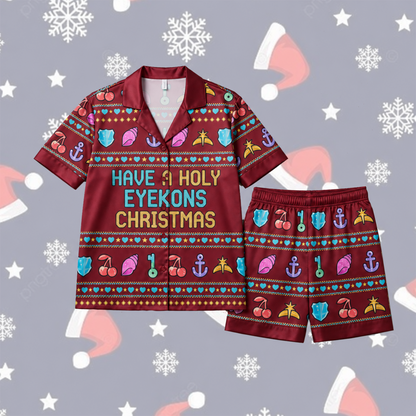 Festive Have A Holy Eyekons Christmas K.A.T.S.E.Y.E. Club Pajama Set For Eyekons