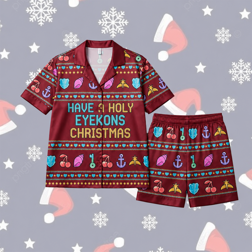 Festive Have A Holy Eyekons Christmas K.A.T.S.E.Y.E. Club Pajama Set For Eyekons