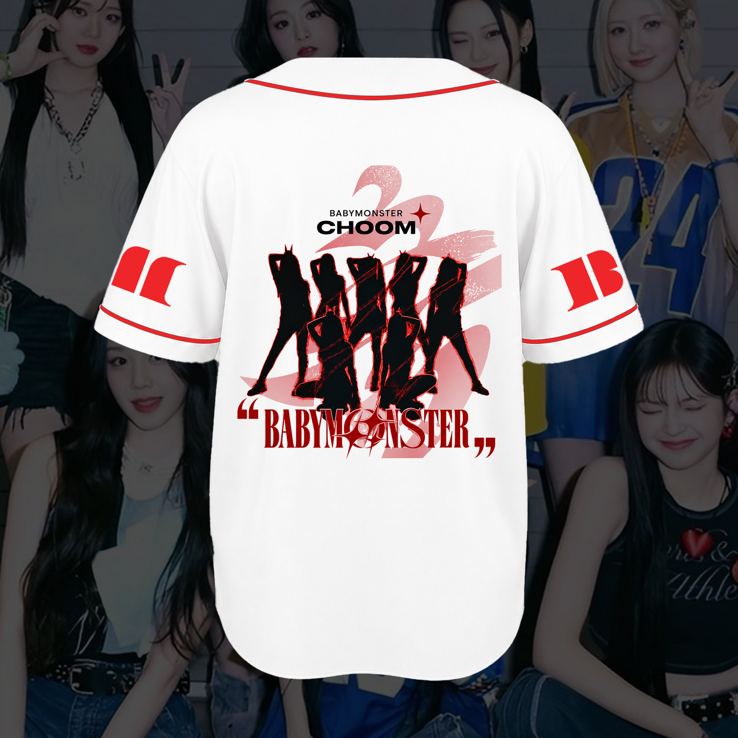 Stunning BABYMONSTER Choom Jersey  White Monstiez Baseball Shirt