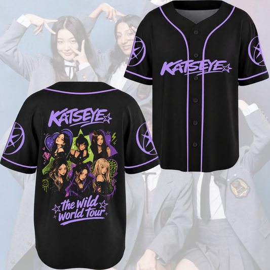 Purple The WildWorld Tour Katseye  Soft Is Strong Baseball Jersey Fan Edition