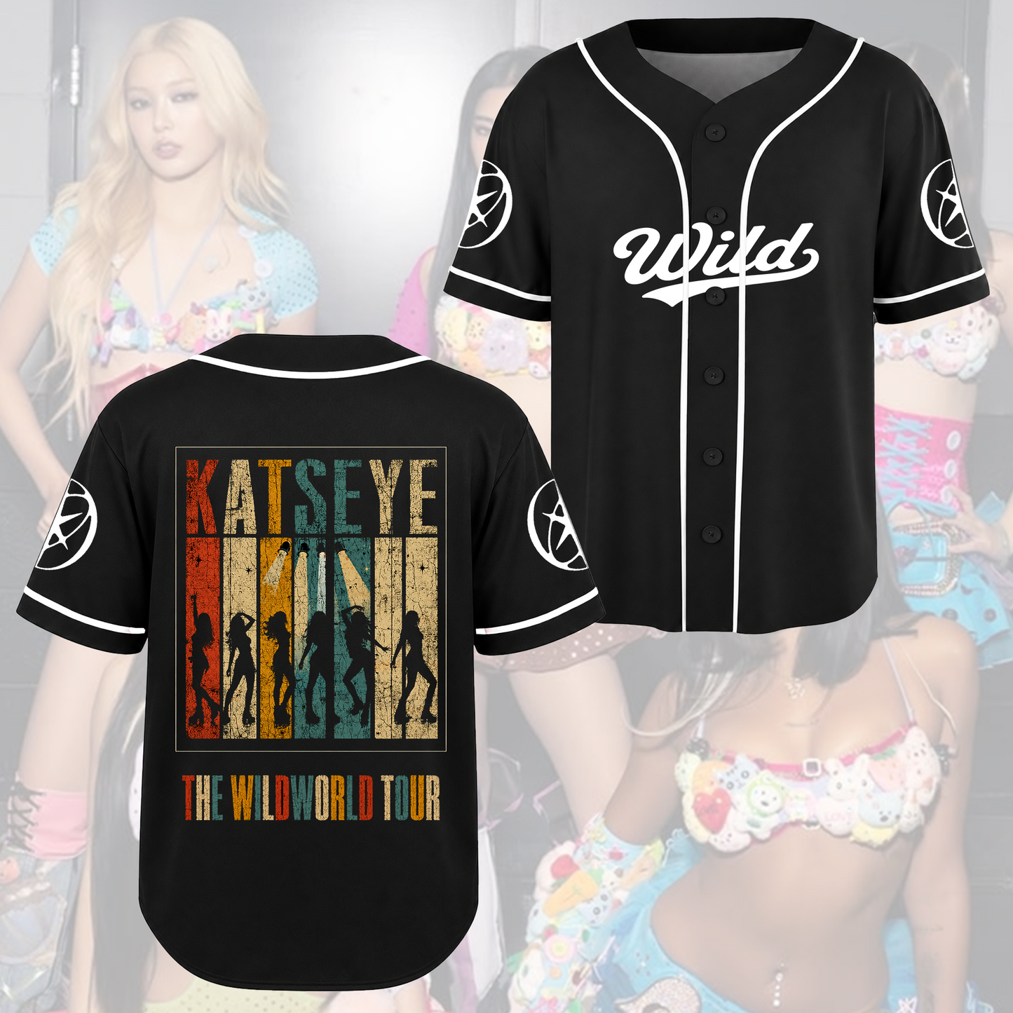 KATSEYE Distressed Vintage Tour Baseball  Jersey Gift For Fans