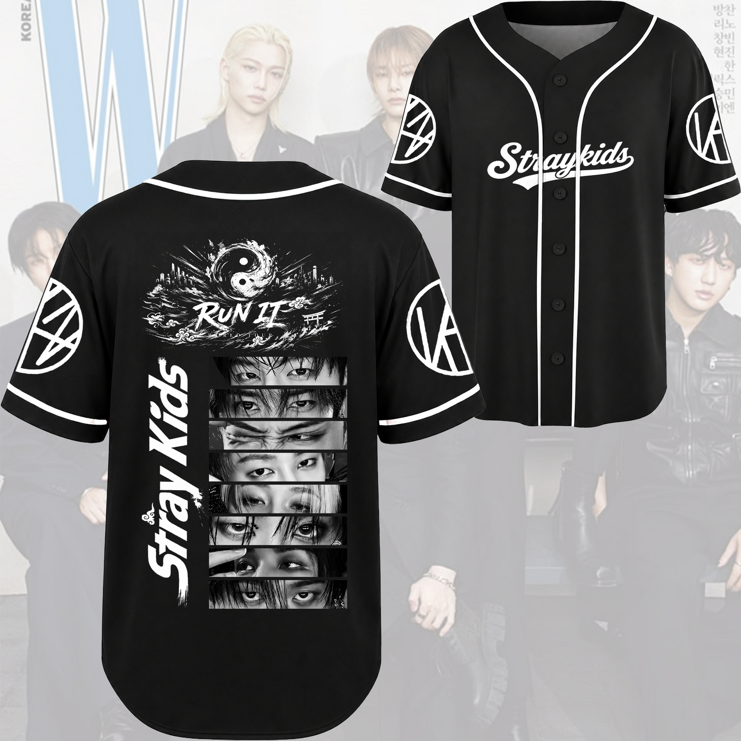 Stray Kids Run It Baseball Jersey SKZ Eyes Streetwear Gift For Fans