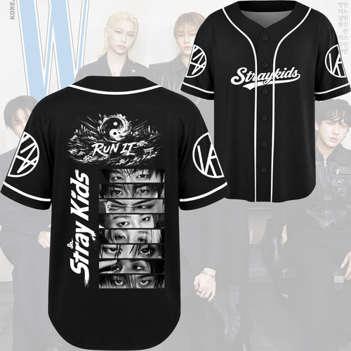 Stray Kids Run It Baseball Jersey SKZ Eyes Streetwear Gift For Fans