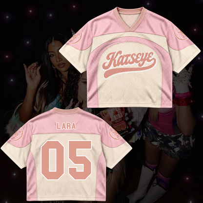 KATSEYE The Wildworld Tour Pink Mixed Mesh Jersey Gift To Fans