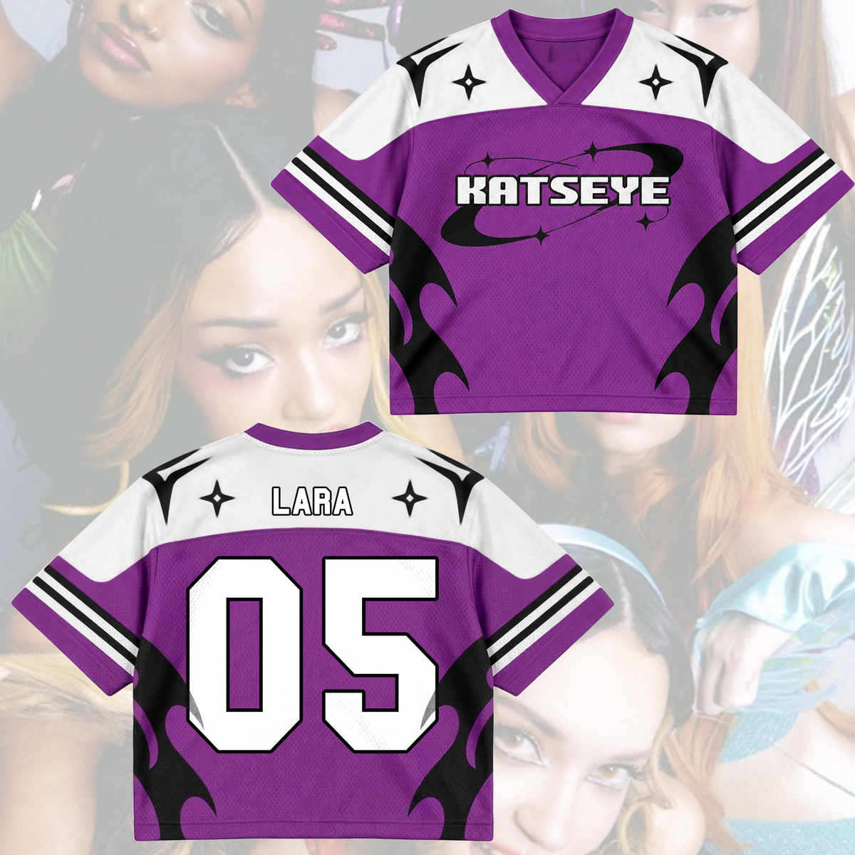 KATSEYE New Tour Tribal Purple Mixed Mesh Jersey Gift For Fans