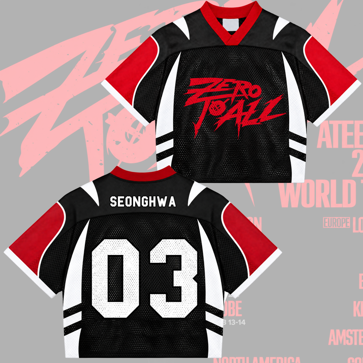Savage ATEEZ Zero To All World Tour Mixed Mesh Jersey For Atiny