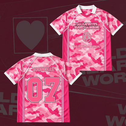 Katseye The Wildworld Tour Pink Camo Winged Neck Baseball Shirt Gift for Fans