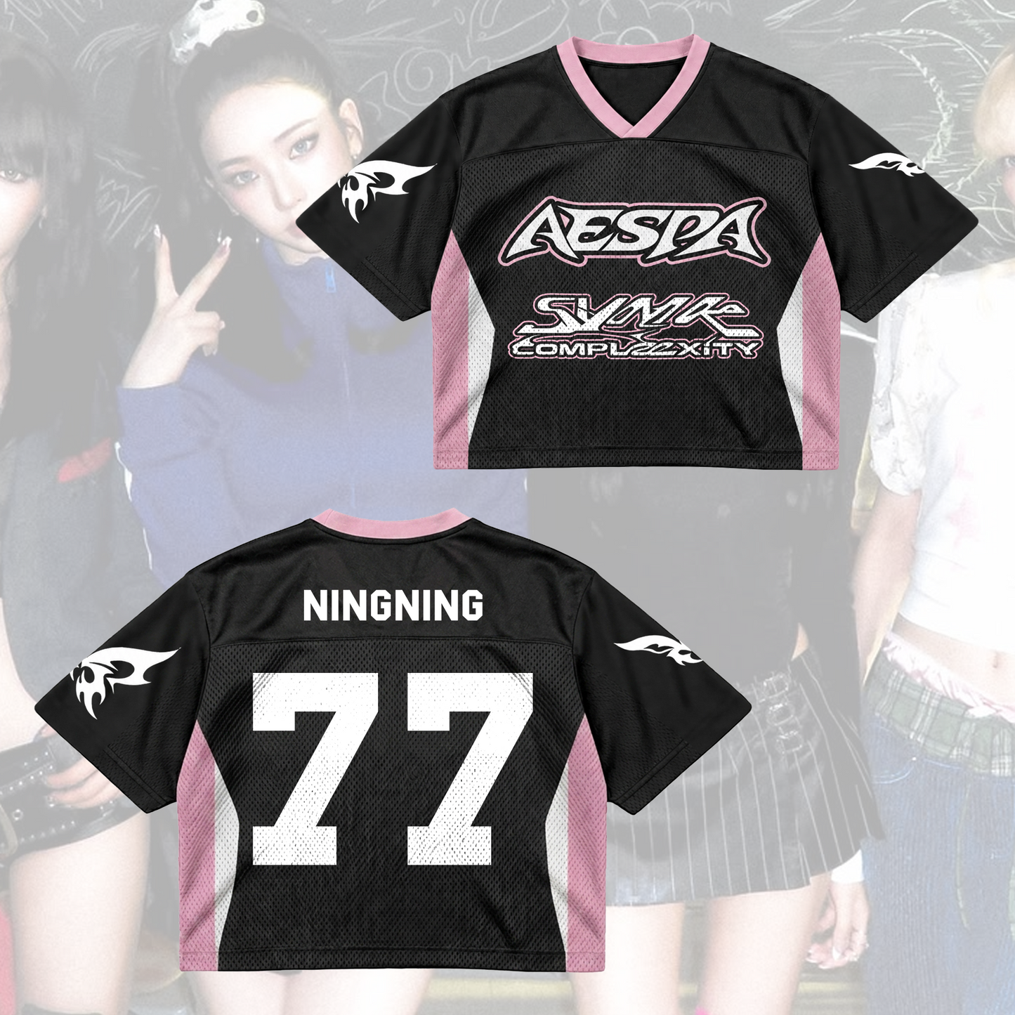 Chic aespa SYNK COMPLEXITY Mixed Mesh Jersey Lemonade Gift for Fans
