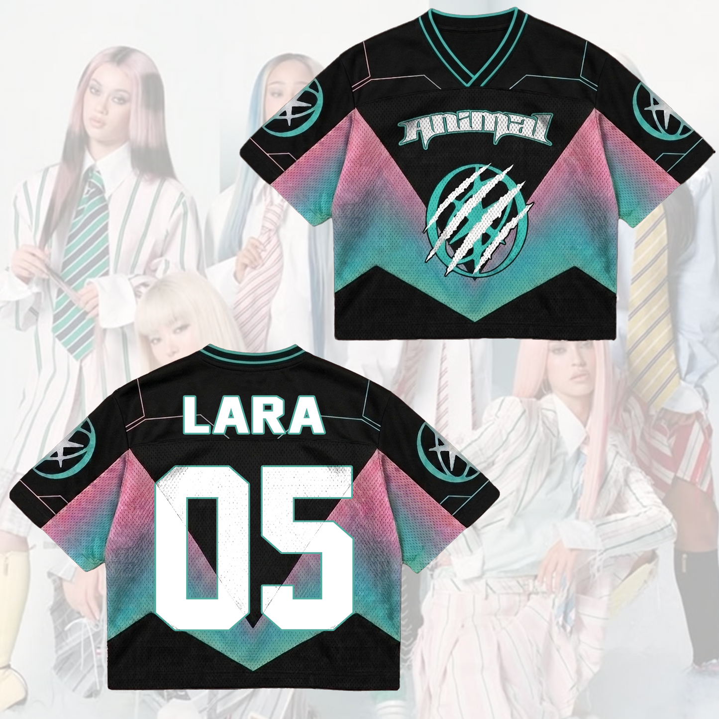 KATSEYE Animal Pastel Mixed Mesh Jersey Modern Gift For Fans