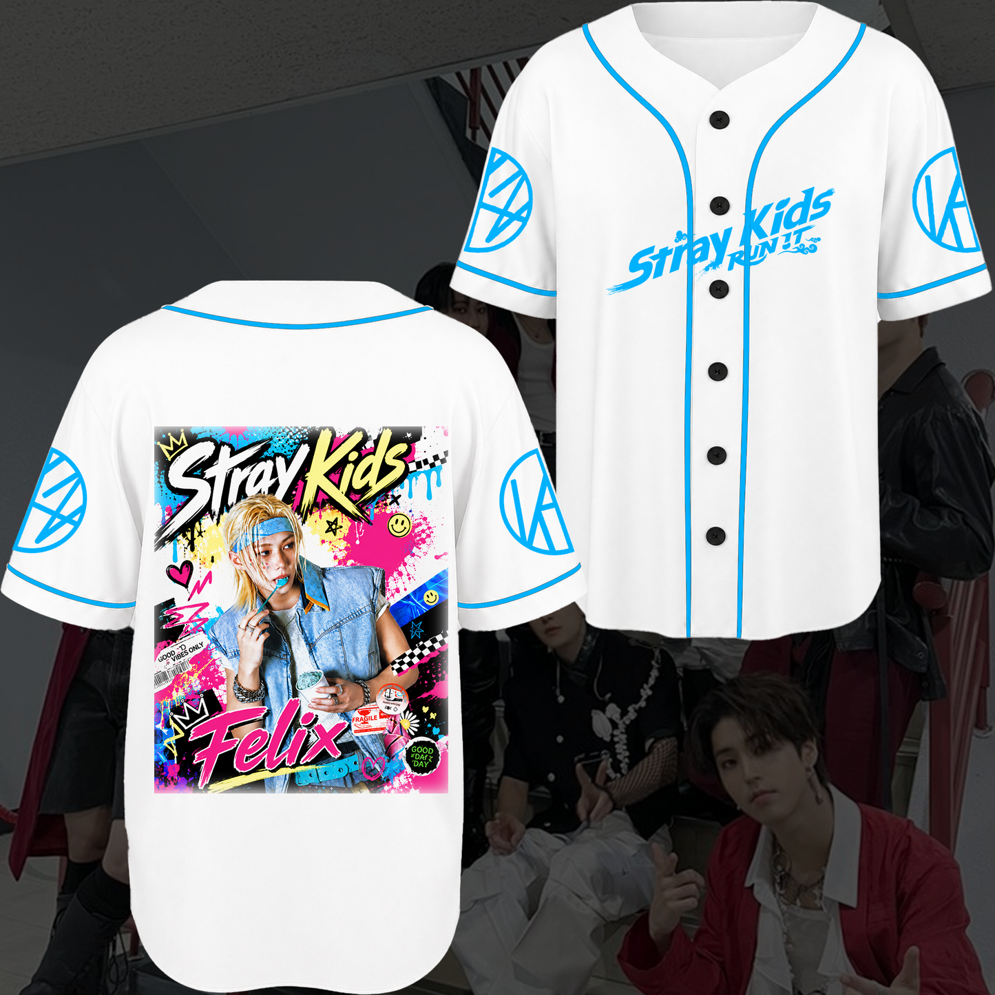 Stray Kids Colorful Baseball Jersey Edgy Pop Punk Concert Outfit Gift For Stays