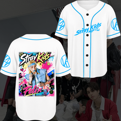 Stray Kids Colorful Baseball Jersey Edgy Pop Punk Concert Outfit Gift For Stays
