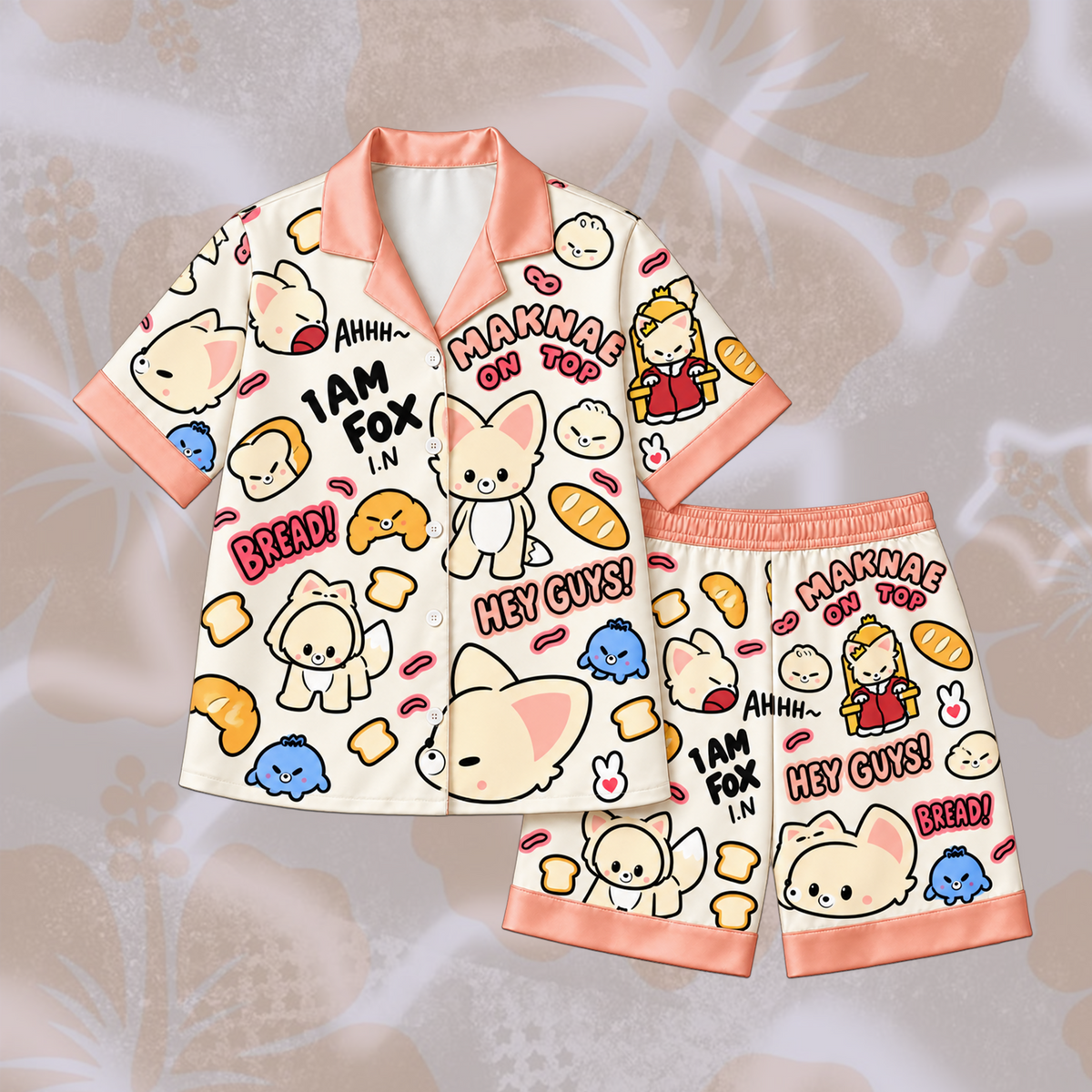 Sweet Stray Kids Club I.N FoxI.Ny Mascot Pastel Doodle Pajama Set For Stay