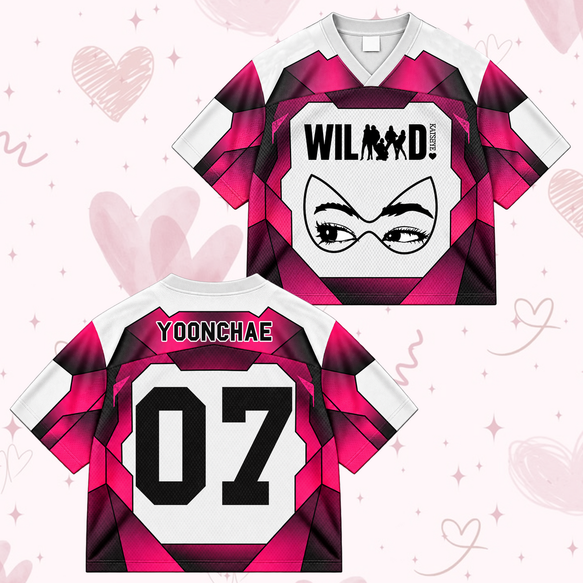 Katseye Wild Album The Wildworld Tour Mixed Mesh Jersey Pink Colorblock Sporty Shirt For EYEKONS Fans