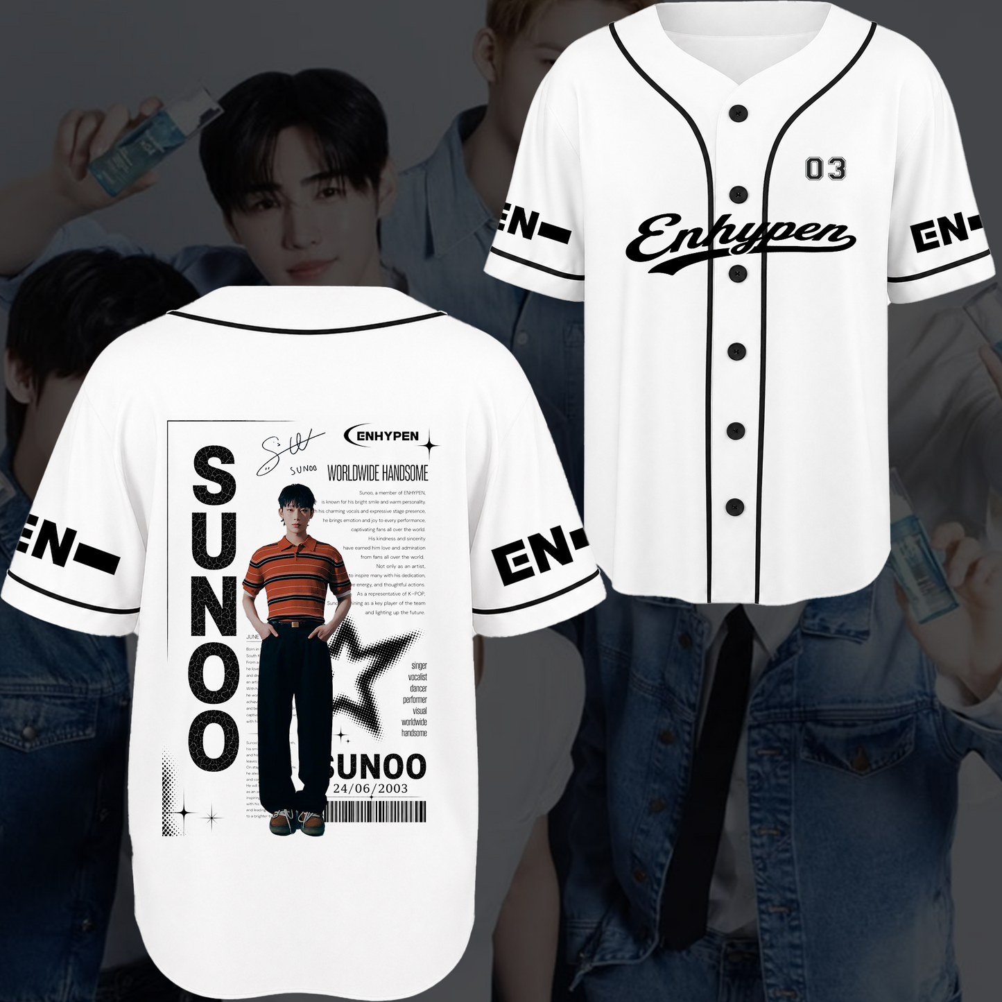 Enhypen Chronicles Blood Saga World Tour Baseball Jersey Engene Fan Gifts