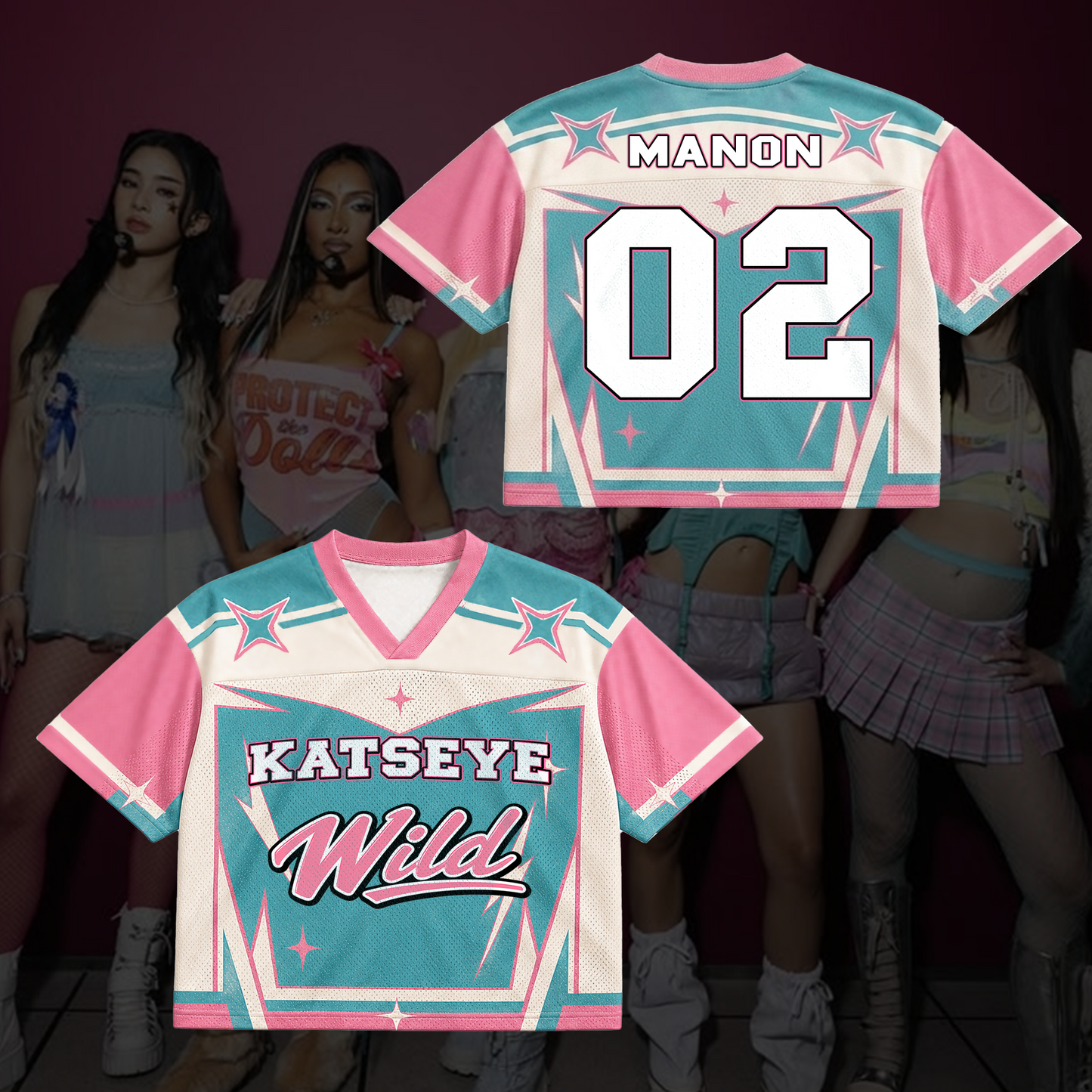 Pastel KATSEYE The Wildworld Tour Mixed Mesh Jersey Cool Gift for Fans
