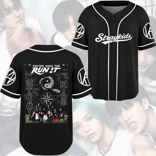 Stray Kids Run It Baseball Jersey Hip Hop Sports Merch Fan Gifts