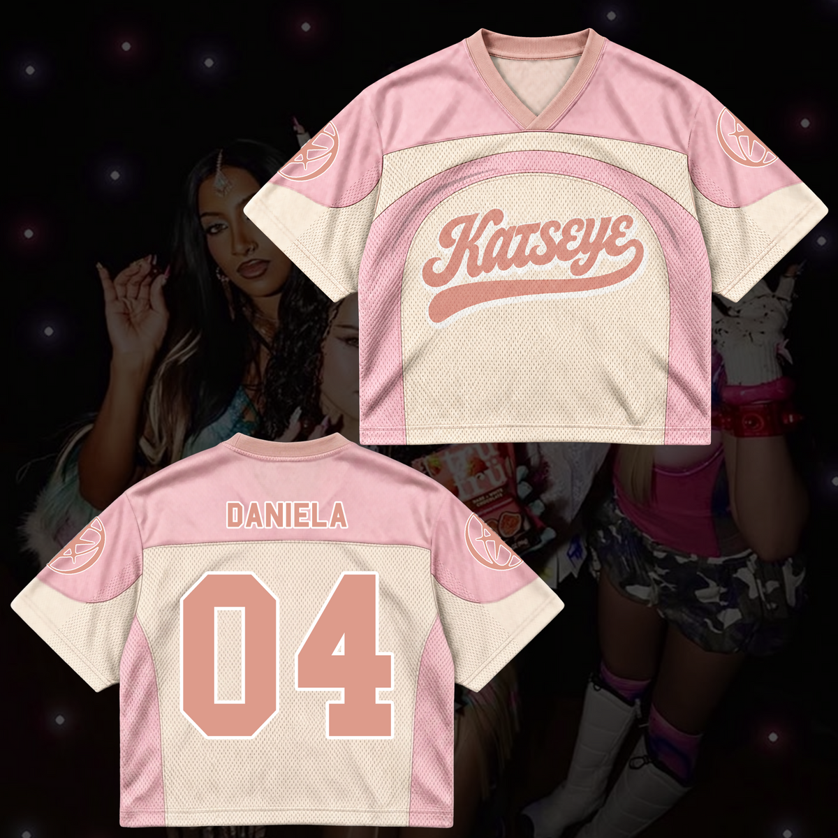 KATSEYE The Wildworld Tour Pink Mixed Mesh Jersey Gift To Fans