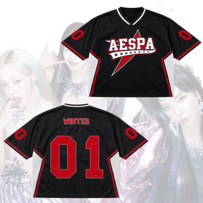 Electrifying Aespa Synk Complexity Tour Mixed Mesh Jersey Gift For Fans
