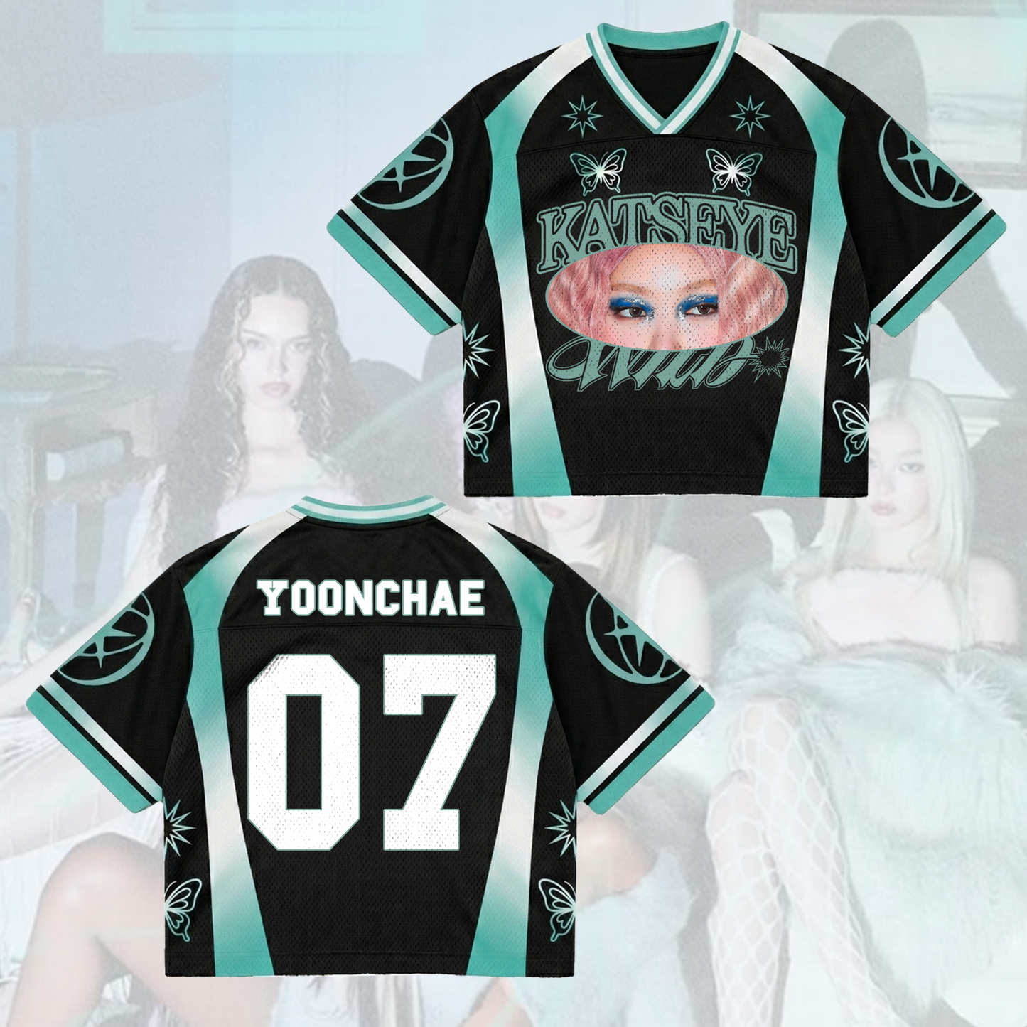 KATSEYE Eye Butterfly Mixed Mesh Jersey Streetwear Gift To Fans