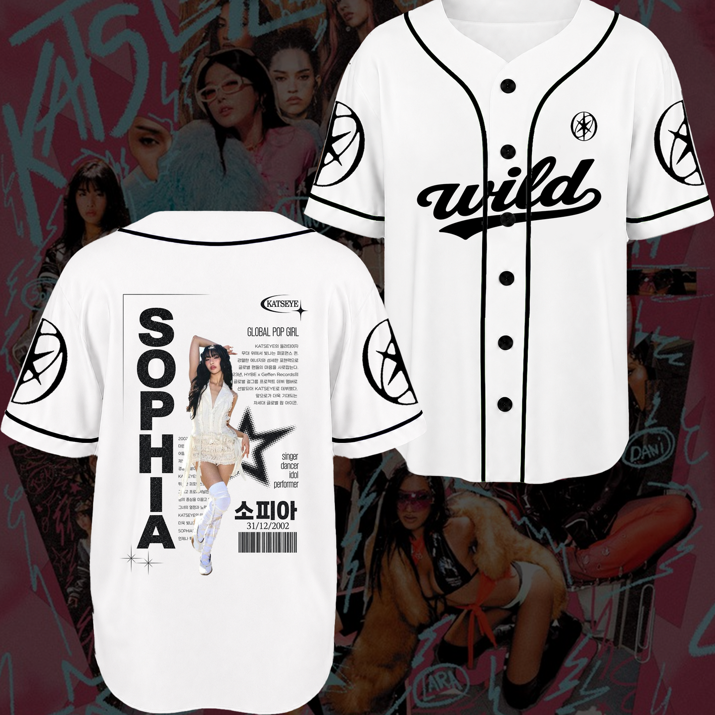KATSEYE Chronicles The Wildworld Tour Baseball Jersey Fan Edtion