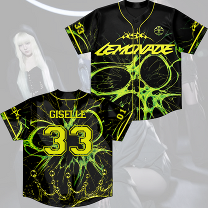 Aespa Lime Lemon  Baseball Jersey Cyberpunk Neon Apparel Fan Edition