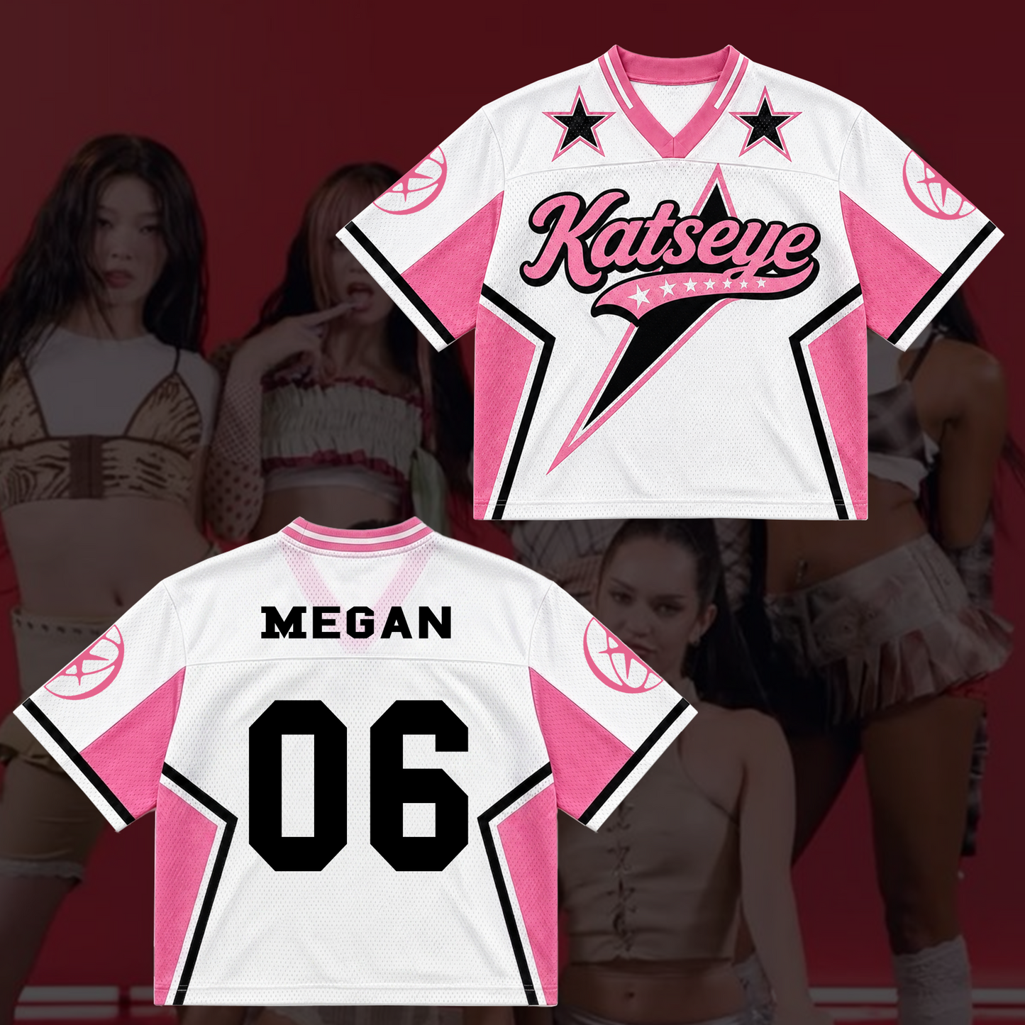 Sporty Chic Katseye Mixed Mesh Jersey Concert Outfit Gift For Eyekons