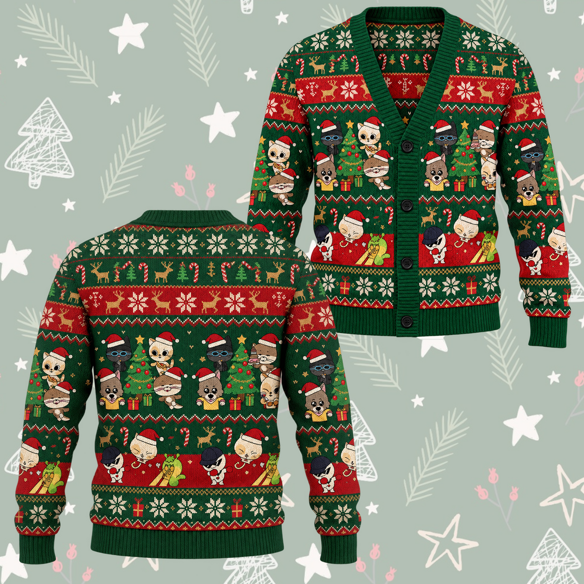 Festive BOYNEXTDOOR  Christmas Knitted Cardigan For Onedoor