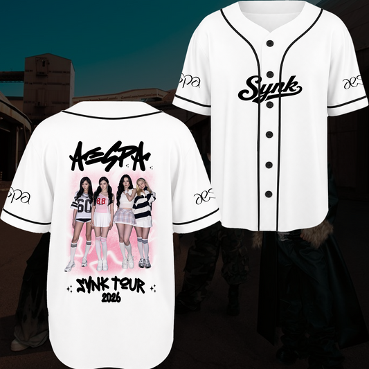 Gorgeous Aespa Baseball Jersey Metallic Pink  Synk Tour Concert Outfit Gift For Fans