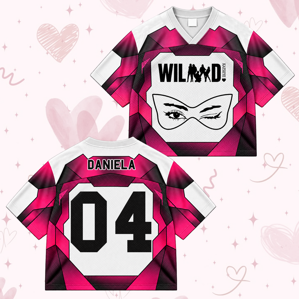 Katseye Wild Album The Wildworld Tour Mixed Mesh Jersey Pink Colorblock Sporty Shirt For EYEKONS Fans