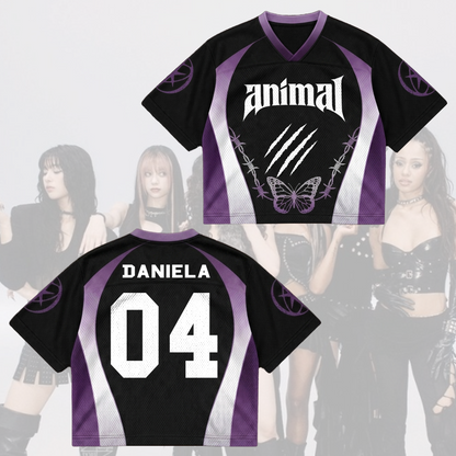 Edgy Purple Animal Katseye Mixed Mesh Jersey Gift For Eyekons