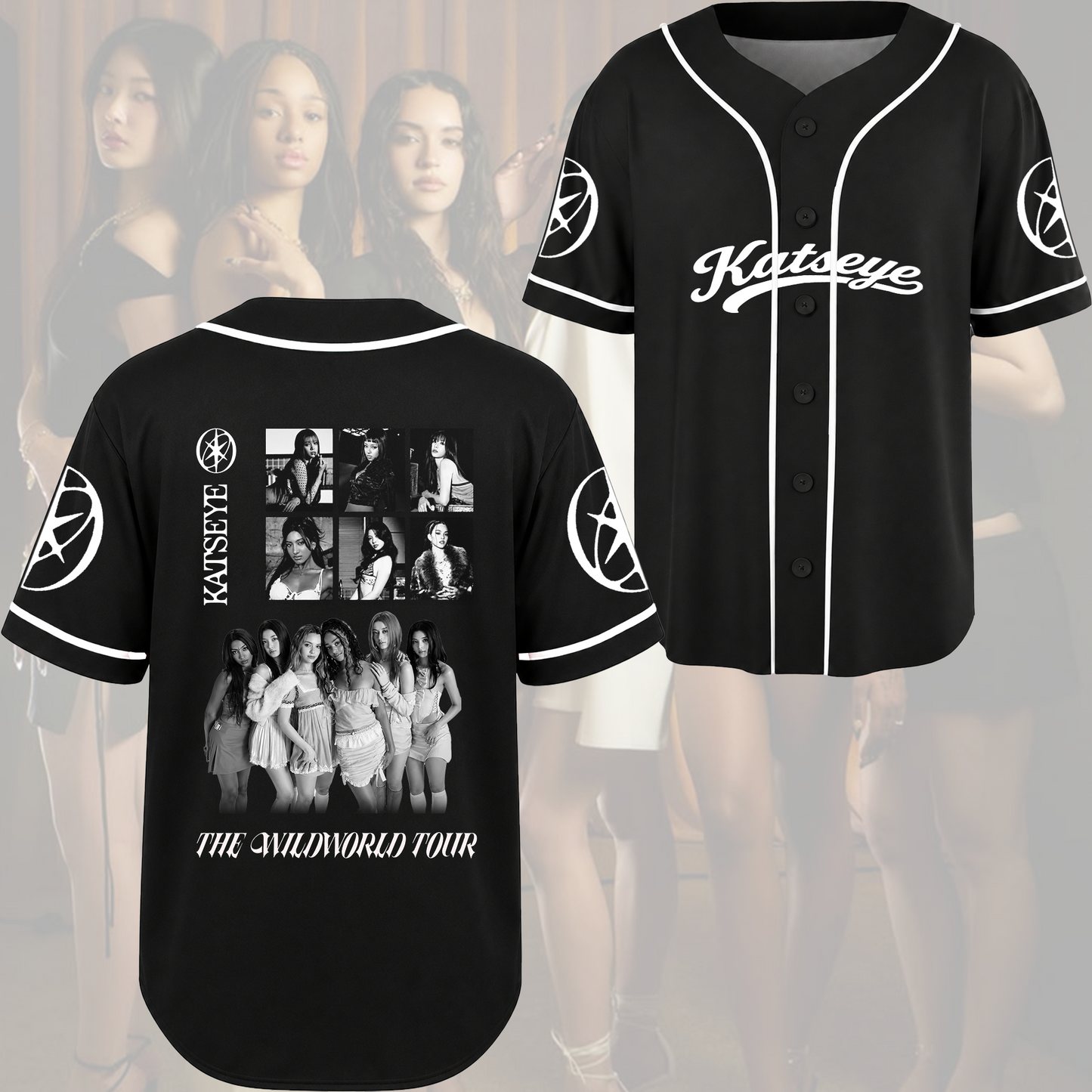 KATSEYE Bold Graphic Baseball Jersey  Seduction The Wild World Tour Merch Gift For Fans