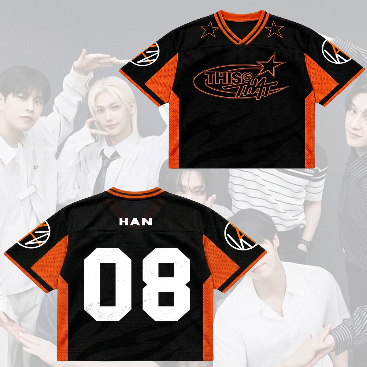 Retro Stray Kids This That Mixed Mesh Jersey Run It Tour Geschenk für Fans