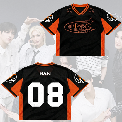 Retro Stray Kids This That Mixed Mesh Jersey Run It Tour Geschenk für Fans