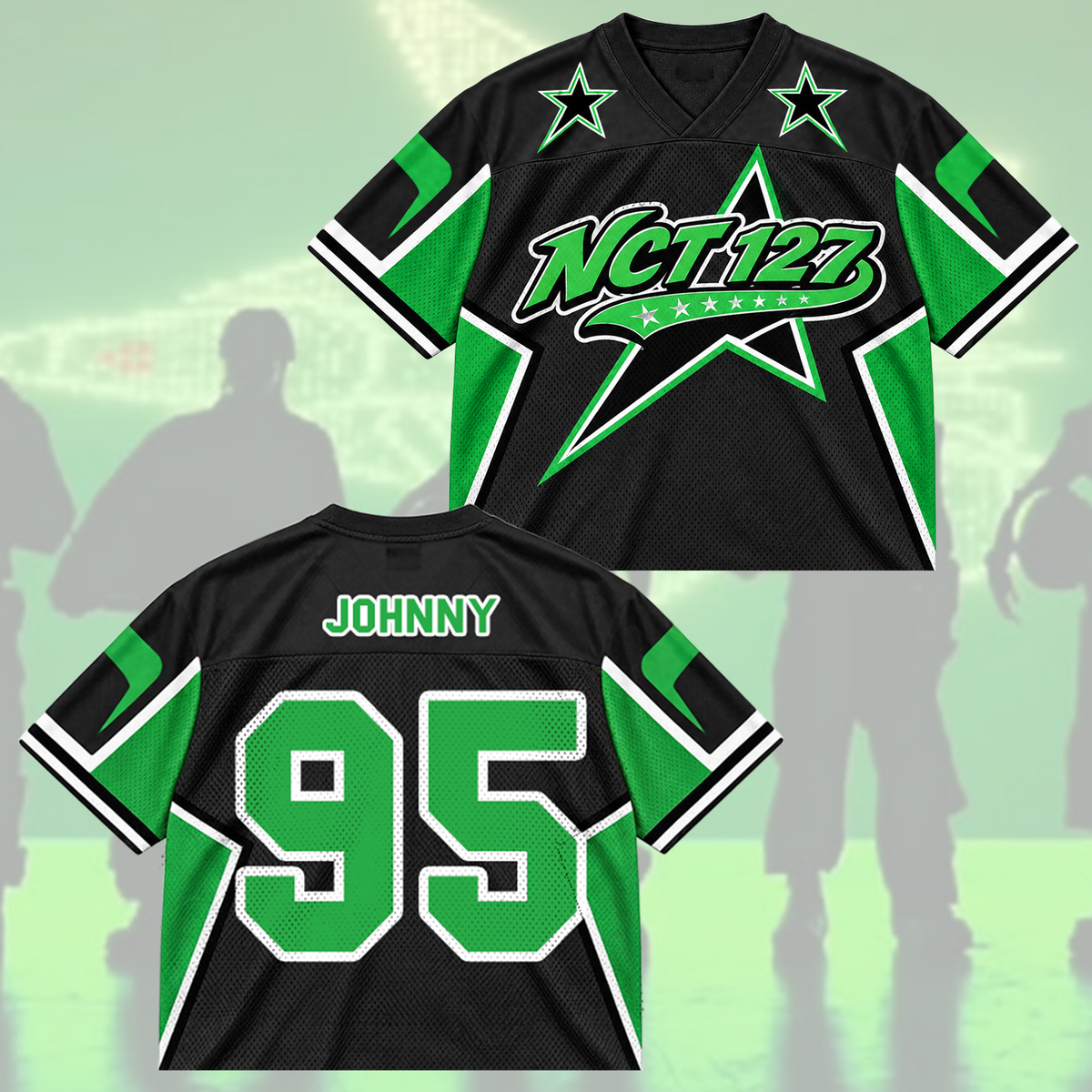 NCT 127 Neon Green Sporty Blokecore Mixed Mesh Jersey For NCTZEN