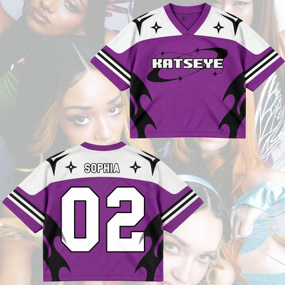 KATSEYE New Tour Tribal Purple Mixed Mesh Jersey Gift For Fans
