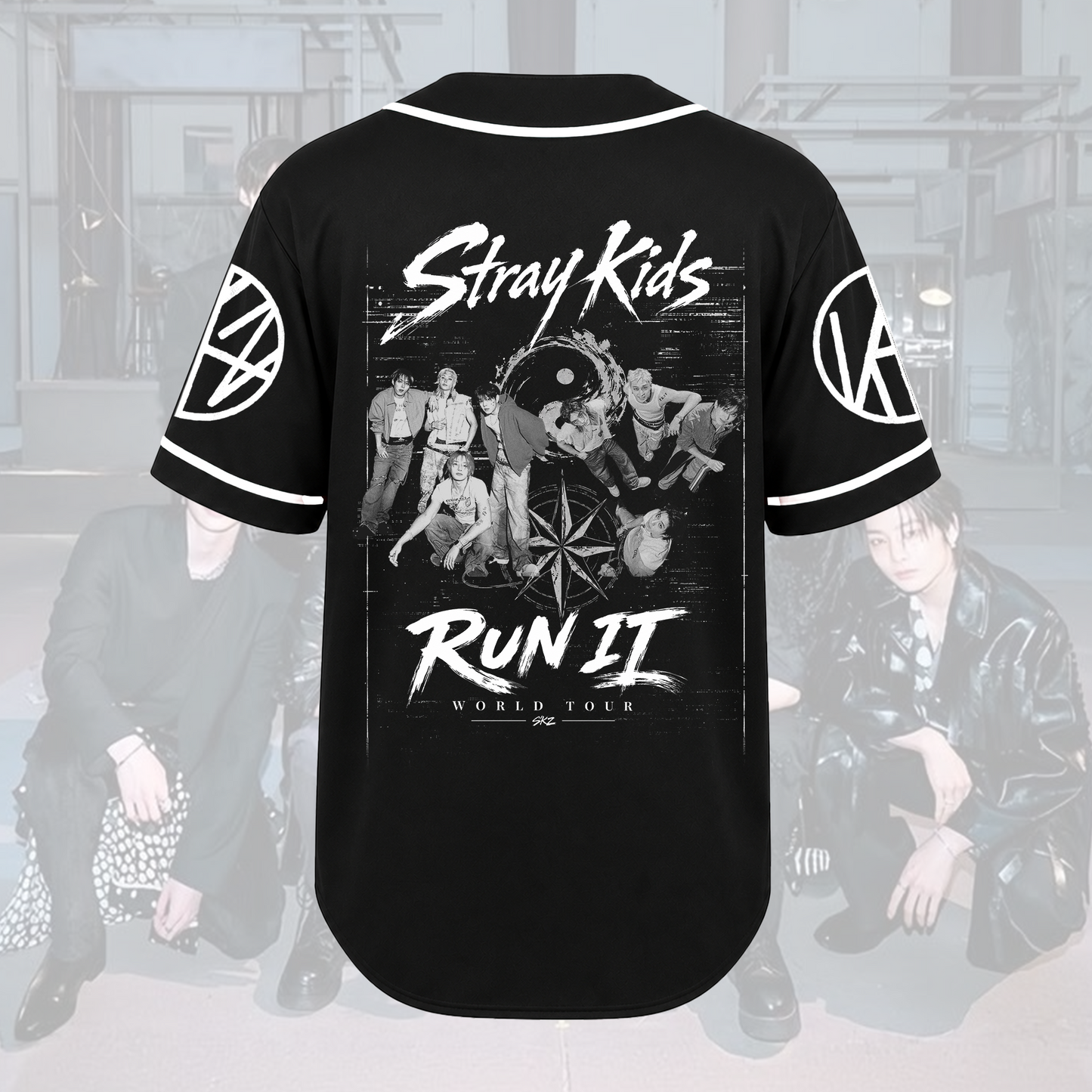 Vintage Stray Kids Rap Tee Style Baseball Jersey Edgy Yin Yang Kpop Fan Gift
