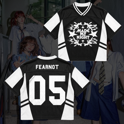LE SSERAFIM Made My Night Tour Petrolfarbenes/Pinkes Mixed-Mesh-Trikot Fan-Geschenke