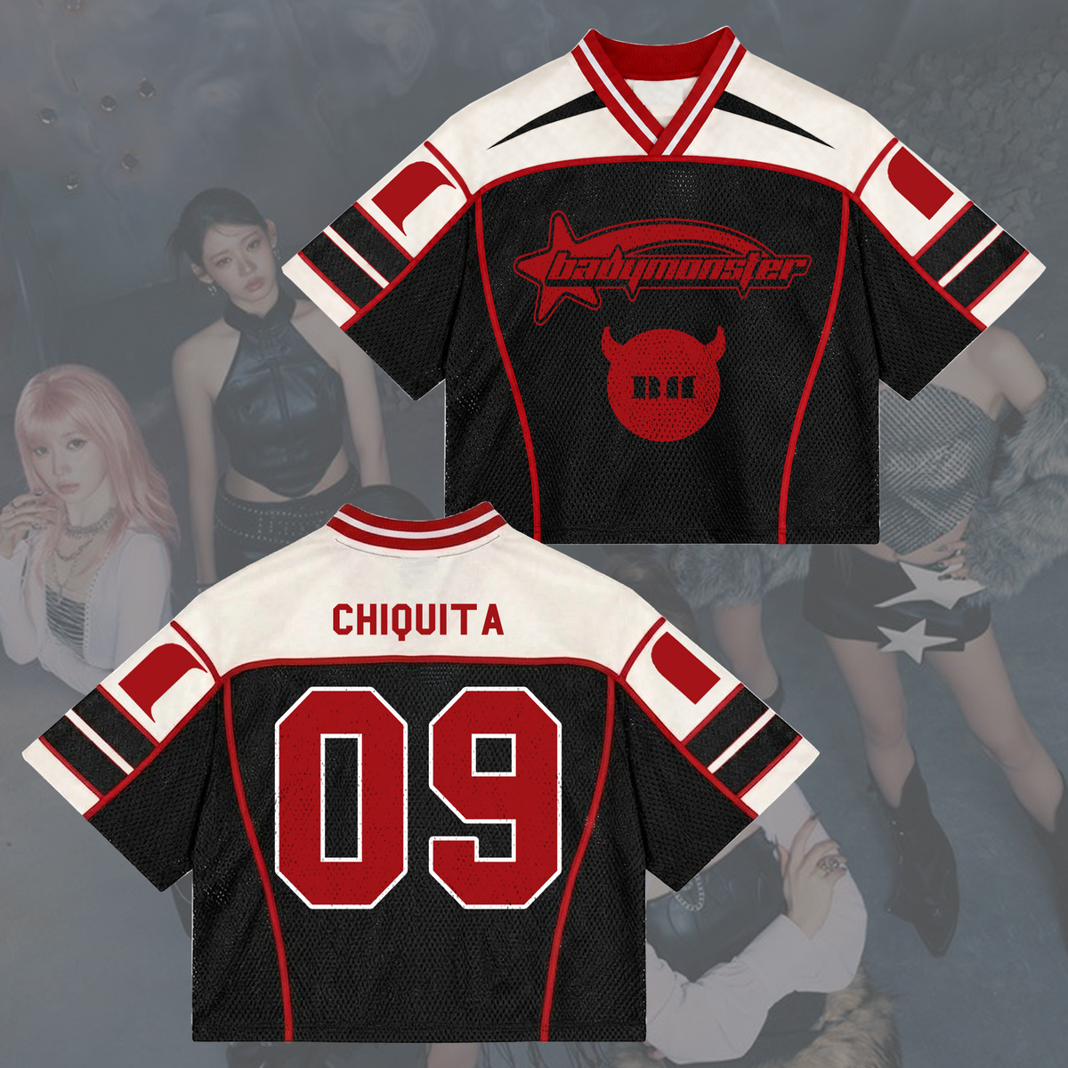 Powerful Choom World Tour Babymonster Sporty  Mixed Mesh Jersey Fanmerch