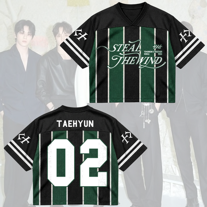 TXT Steal The Wind Tour Pinstripe Blokecore Mixed Mesh Jersey For MOA Fans