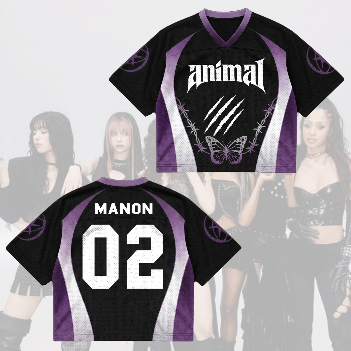 Edgy Purple Animal Katseye Mixed Mesh Jersey Gift For Eyekons
