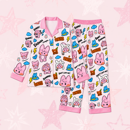Charming Stray Kids Club Changbin Dwaekki Mascot Pastel Doodle Pajama Set For Stay