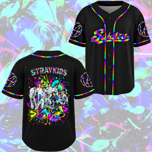 Stray Kids Run It World Tour Baseball-Trikot Edgy Streetwear Geschenk für Fans