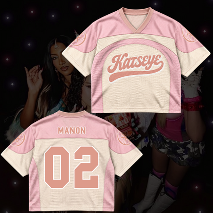 KATSEYE The Wildworld Tour Pink Mixed Mesh Jersey Gift To Fans